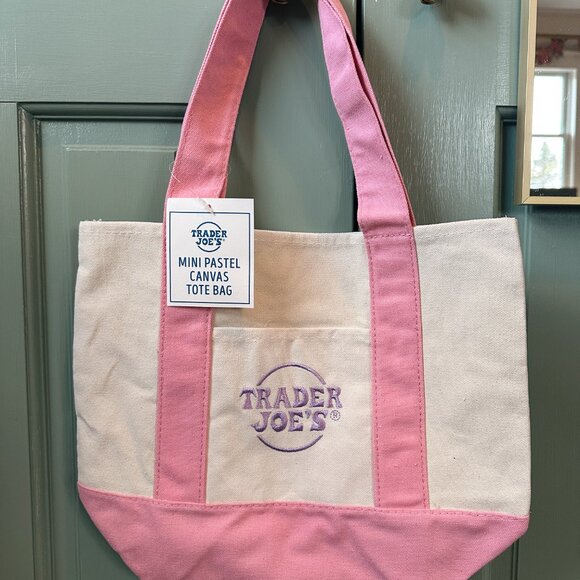 Trader Joe's Pastel Mini Tote Bags COMPLETE SET **NWT** - Picture 4 of 9